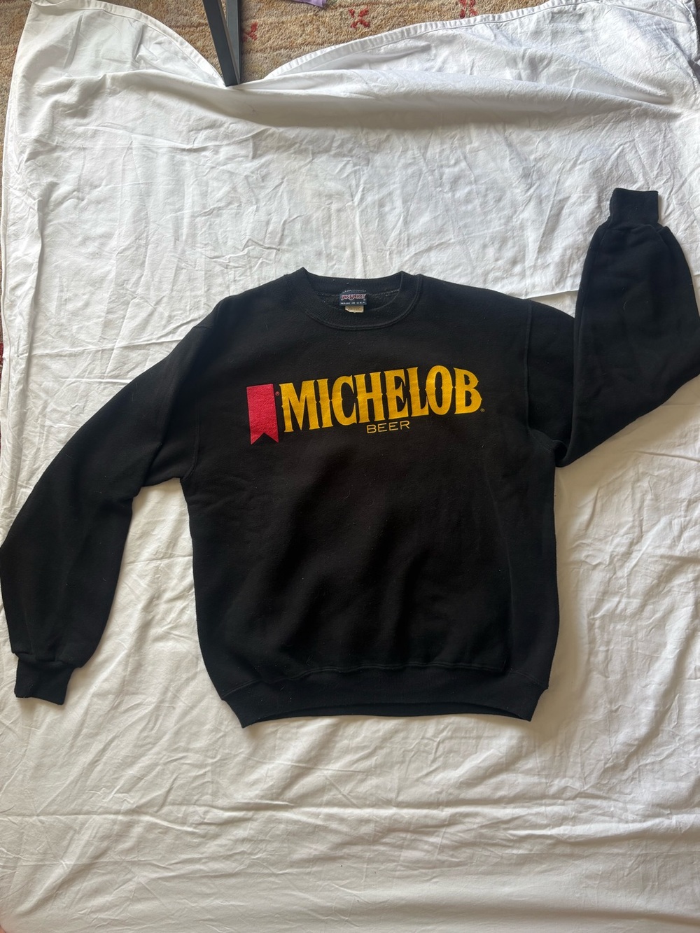 Vintage Jansport Black Large Crewneck Sweatshirt with Yellow and Red Logo